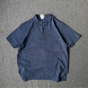 Navy Button-Down Casual Shirt